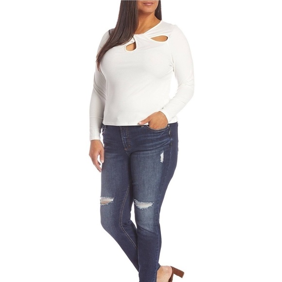 1. State Tops - 1. State White Long Sleeve Women Blouse Size 2X Brand New With Tags